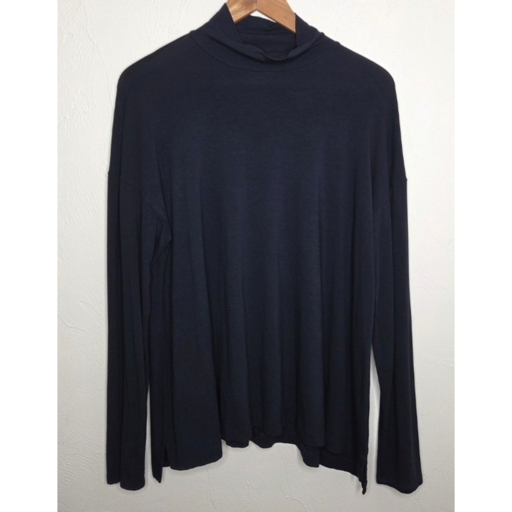 J.Jill Turtleneck‎ Top Wearever Blouse Tunic Stretch Jersey Navy Size Large